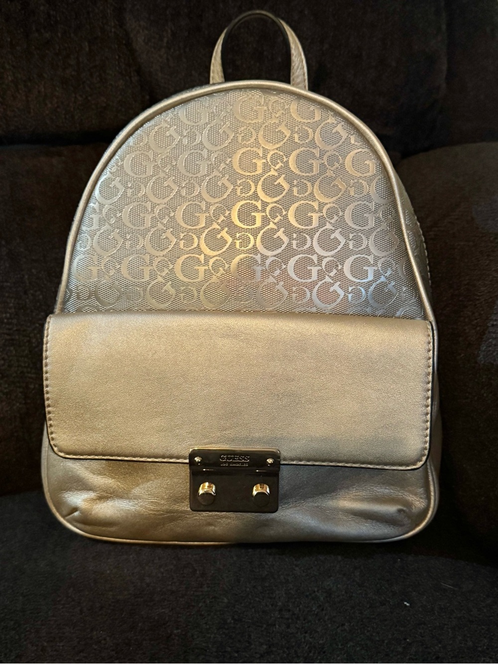 GUESS Metallic Gold Signature Mini Backpack